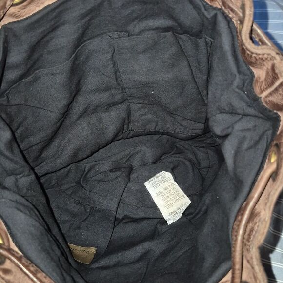 Sirimiri Leather Brown Backpack Distressed BOHO Look Tassels Cotton Lining Nwt - Picture 11 of 12